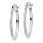 14k White Gold 2x22mm Polished Oval Tube Hoop Earrings